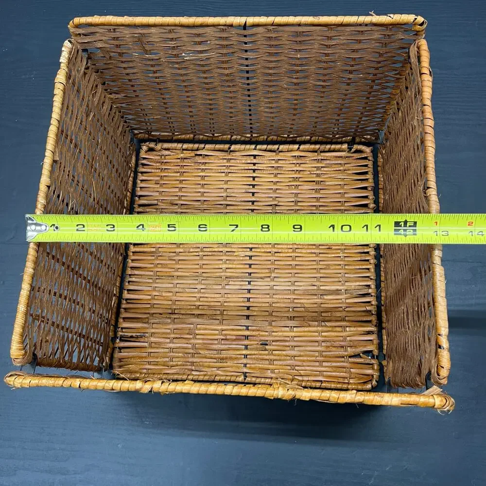 Collapsible Woven Storage Bin Basket Organizer Container 13x13x9 Wicker Rattan